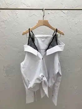 

2020ss spring new women striped lace patchwork shirt female long sleeve blouse tops ddxgz2v 12.15