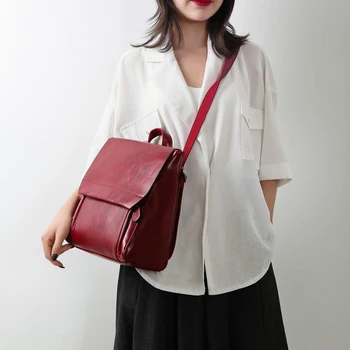 

New 2020 lady female fresh crossbody PU leather trend backpacks Solid High quality Casual women Sweet fashion bags for women