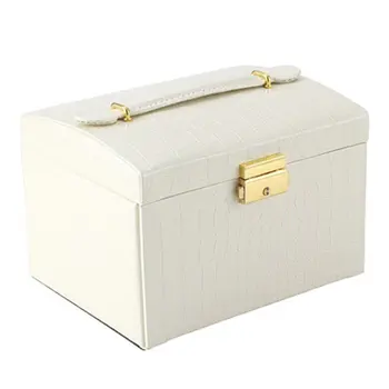 

Fashion Faux Leather Jewelry Box Necklace Earring Bracelet Storage Case Cabinet New Design Three layer hot sale