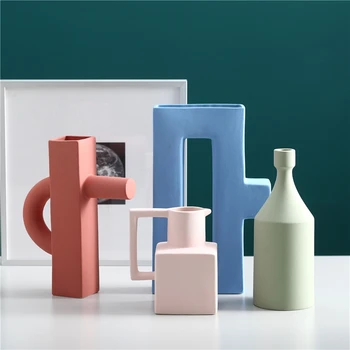 

Creative Ceramic Vase Nordic Flower Pot Abstract Arts Floreros Decorativos Moderno Ornaments Home Decoration Accessories