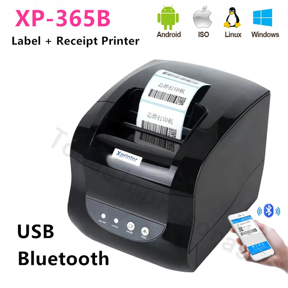 Xprinter Thermal Label Printer Barcode Receipt Bar Code Print 20mm-80mm Sticker Printer BT WIFI LAN USB 2 in 1 Termica Impresora mini printer for iphone Printers