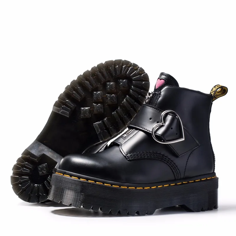Botas/женские ботильоны в байкерском стиле; женские кожаные оксфорды на платформе со шнуровкой; сезон осень-зима; женские розовые N8-11 с сердечками
