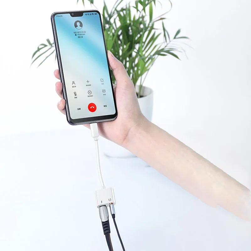 New 2 in 1 Type C to 3 5mm Charger Audio Adapter Headphone Jack Portable USB Cable DOM668