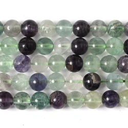 Enhanced Natural Stone Beads Collection: Aventurine, Lava, Amazonite, and Malachite Crystals for DIY Jewelry and Bracelet Crafting (4/6/8/10/12mm) (Color Fluorite)