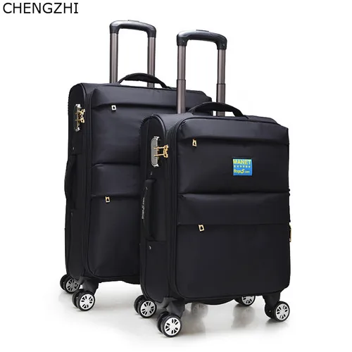 black CHENGZHI 2" 24" дюймов высококачественный дорожный костюм Чехол для мужчин посадочный чехол большой емкости тележка чемодан на колёсиках Спиннер на колесиках - Цвет: black