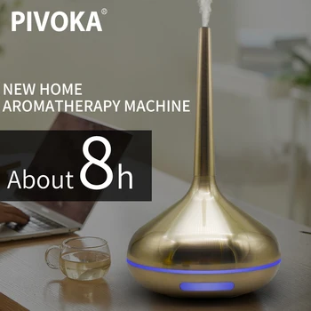 

PIVOKA Aromatherapy Diffuser For Essential Oils Air Humidifier Ultrasonic Golden USB Electric Mist Maker Housing LED Light 100ML