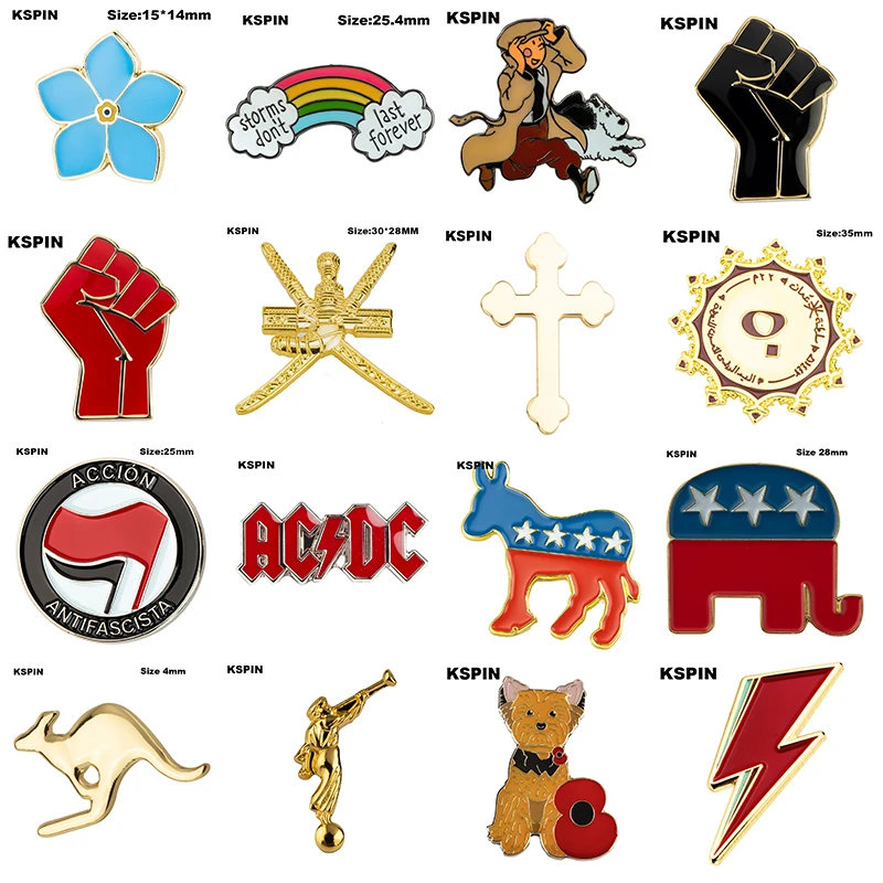 Металлический значок AC & DC USA Elephant Moroni Badge Ding приподнятый кулак солидарности Оман