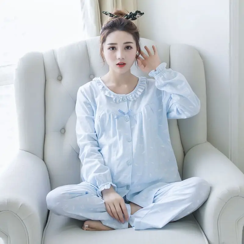 Pregnant Women Feeding Clothes Pajamas Spring Autumn Pure Cotton Female Suit