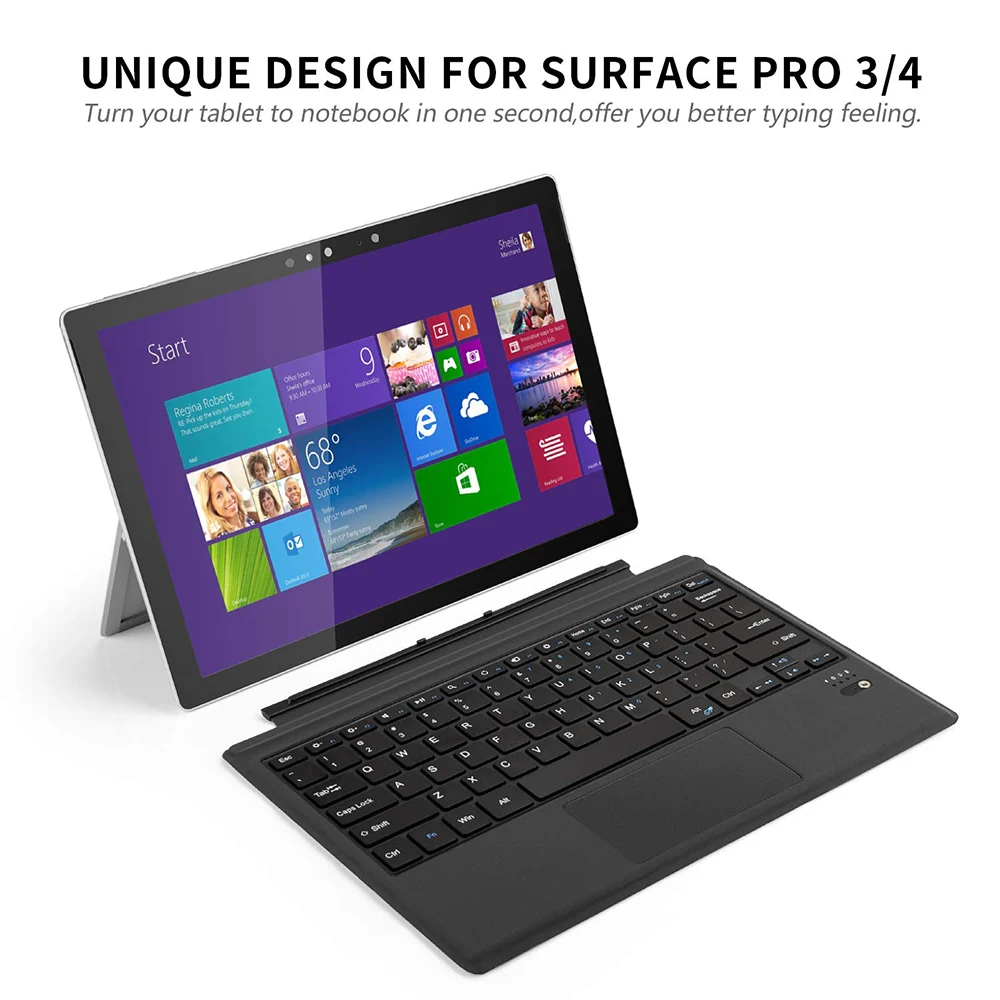 Vococal ультра-тонкий планшет Беспроводная Bluetooth Магнитная клавиатура для microsoft Surface Pro 3 4 5 6 Pro3 Pro4 с трекпадом