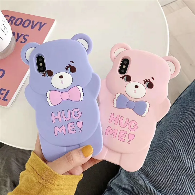Милые 3D чехлы с мультяшным медведем мягкий чехол-накладка для iPhone 6 6s 7 8 Plus X XS XR XSMAX