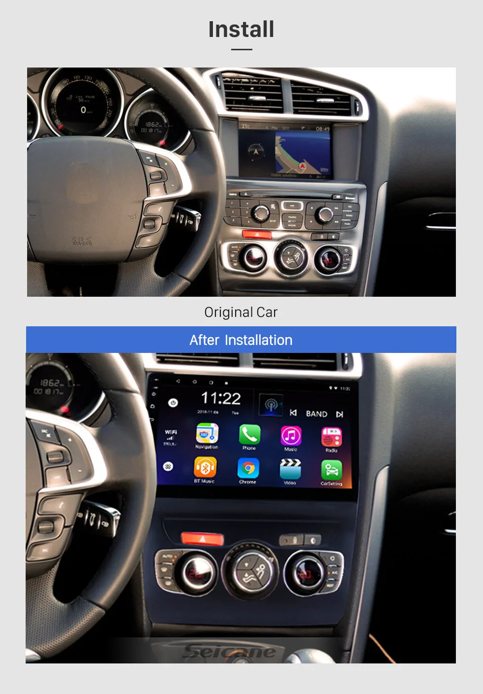 Seicane Android 9,0 10,1 дюймов gps навигация авто радио плеер для 2013 Citroen C4 с RDS wifi USB