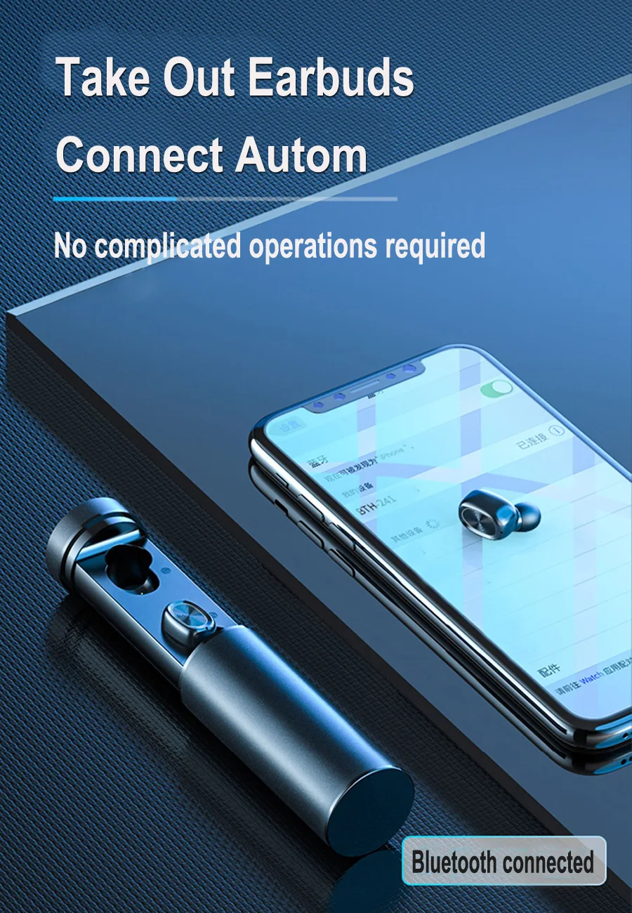 ZK30 Pull out Wireless headphones Bluetooth 5 0 Earphones Sport Waterproof TWS Headset Metal Touch Music with charging box mic