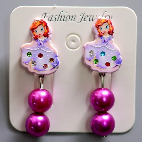 Disney princess girl Микки Маус ушные кукольные аксессуары клипсы кулон ювелирные изделия серьги Минни Замороженные висячие серьги - Цвет: 7