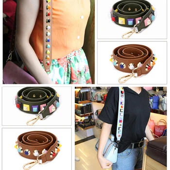 

Fashion Rivet Summer Women Bag Strap Snakeskin PU Shoulder Straps For Handbags Casual Replacement Straps For Bags 2020
