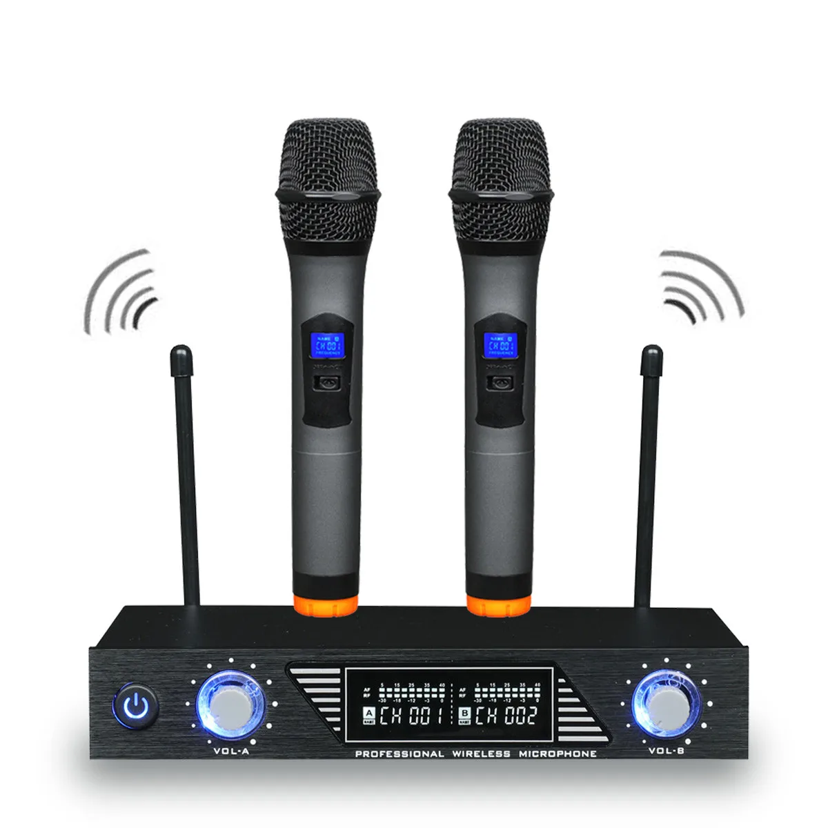 Cena Profesjonalny bezprzewodowy 2 kanałowy podwójny bezprzewodowy ręczny mikrofon system mikrofonowy dla Studio Karaoke odtwarzacze muzyki