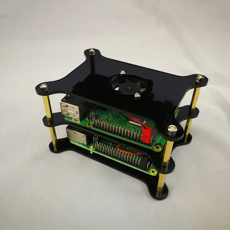 Для Raspberry Pi черный акриловый чехол с охлаждающим вентилятором для Raspberry Pi 4 Модель B/3B +/3B/2B