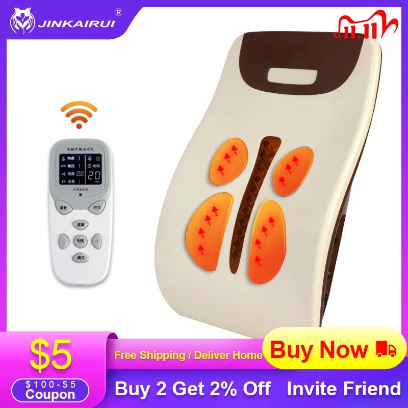 Jinkairui 2020 Newest Back Pain Cure Machine Eletric Massager Pulse Traction Physical Therapy Eight Treatment Heat No pain Gift afbeelding