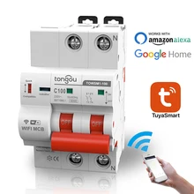 La Protection intelligente de court-Circuit de disjoncteur de WiFi de Tuya 2P a chronométré la télécommande intelligente de commutateur de recperte fonctionne avec Alexa/Google