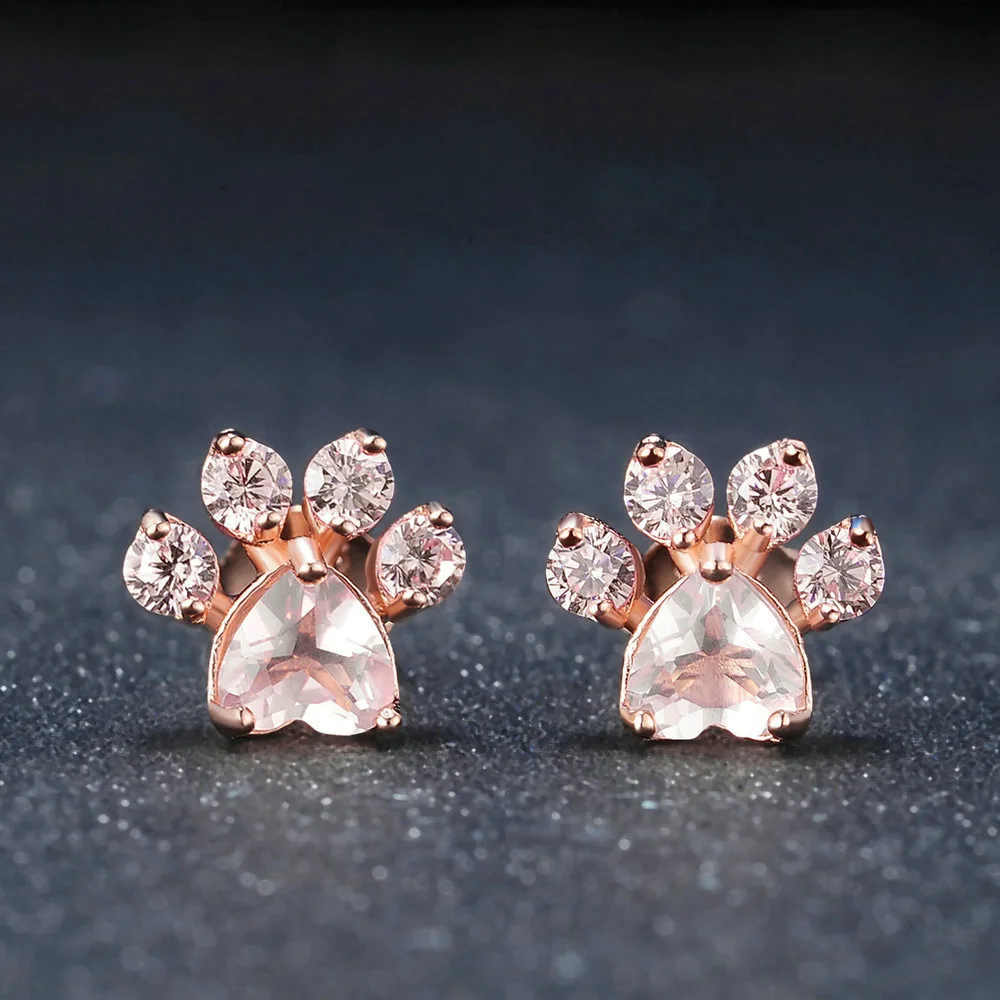 Kids Bijou Boucles D'oreilles Pour Enfant Patte De Chien Strass Argent