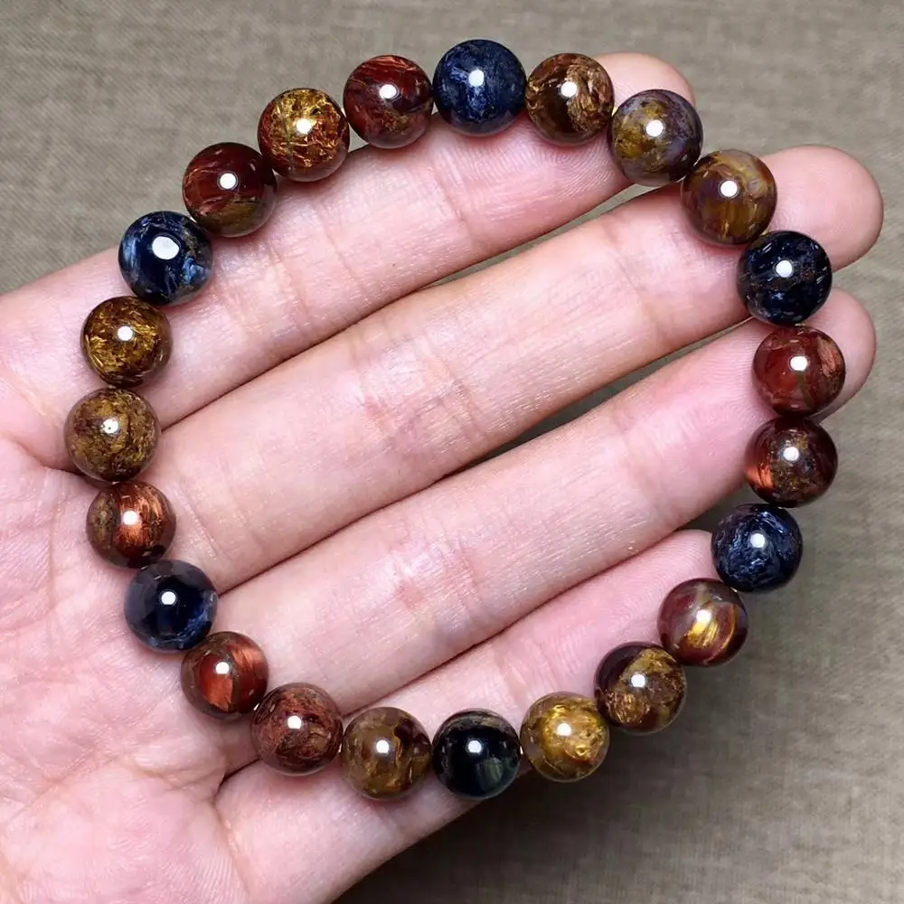 

Genuine Natural Pietersite Yellow Red Blue Gemstone Round Beads Stretch Healing Bracelet 8mm From Namibia AAAAA Drop Shipping