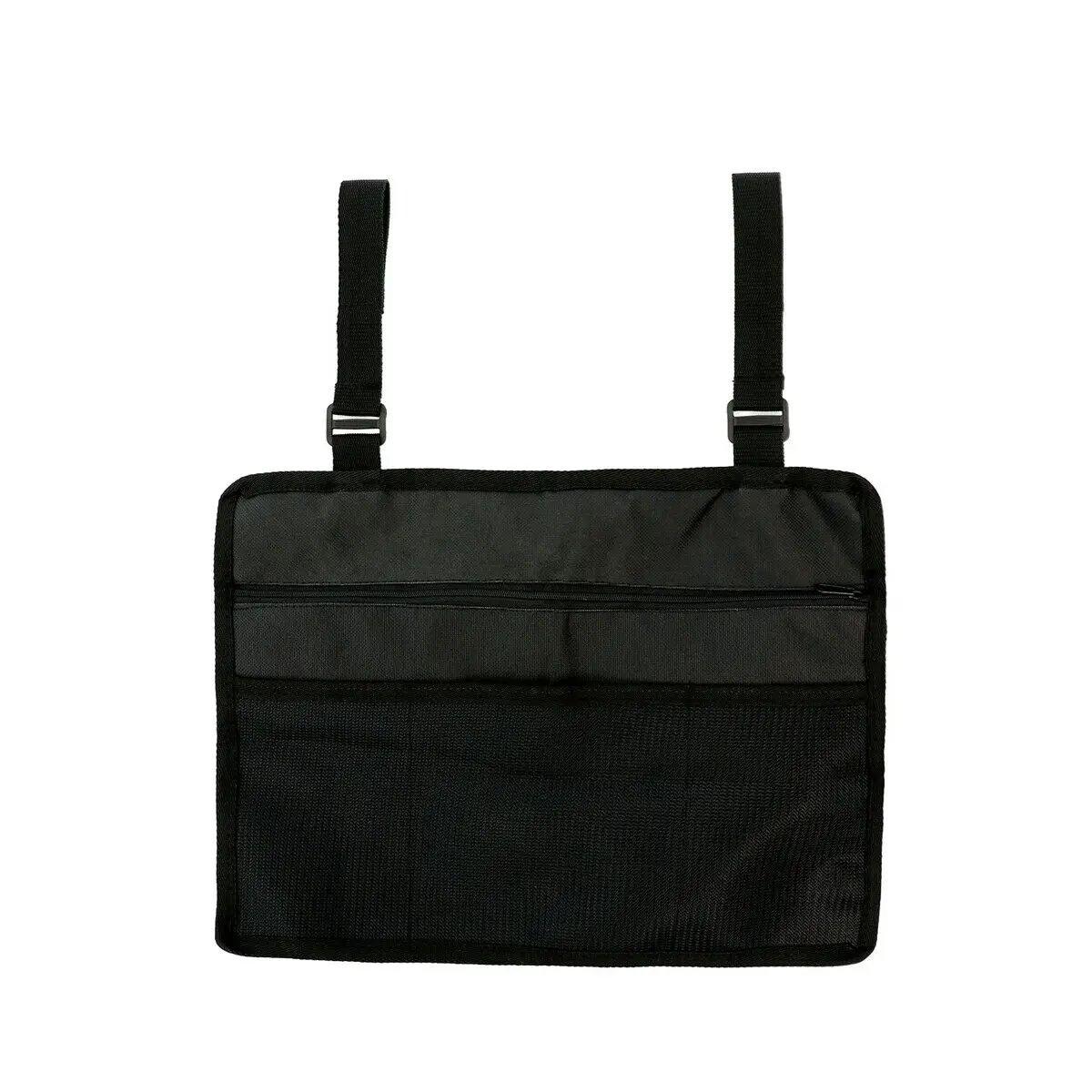 

Mesh Storage Buckle Carrying Nylon Wheelchair Side Bag Multi Pocket Zipper Armrest Pouch Large Capacity Solid Portable