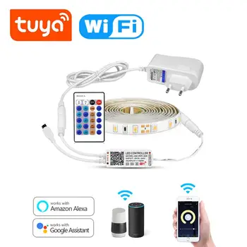 

Tuya WIFI LED Strip Light Voice Control LED Diode Lights Ribbon AC220V DC12V Smart Home Led Strip fita Alexa Echo / Google Home