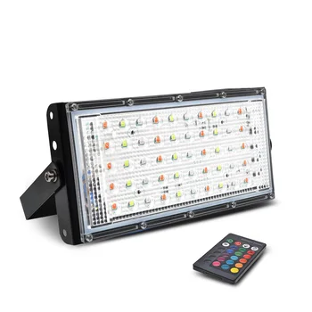 

Led Spotlight Outdoor RGB Flood Light 50W AC220V Waterproof IP66 Reflector wall Projector Lamp With Color Remote Controller