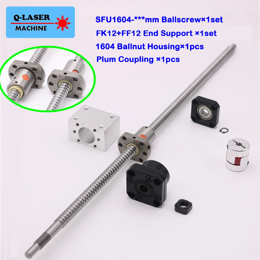 

SFU1604 Ball Screw Linear Set C7 Ballnut Nut Housing FK12 FF12 Fixed Floated End Support Plum Coupling for CNC Machine Parts