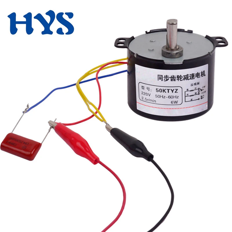 

50KTYZ 6W Permanent Magnet Synchronous Motor AC 220V 110V Gear Reducer Speed 1-110rpm Forward Reverse CW CCW Electric Visualizer