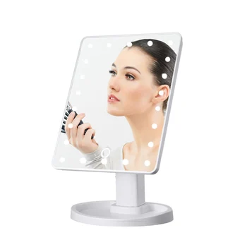 

16 LEDs Desktop Storage Makeup Mirror Vanity Mirror Cosmetic Mirror Touch Screen Dimmable Makeup Mirrors USB Power Supply(White)
