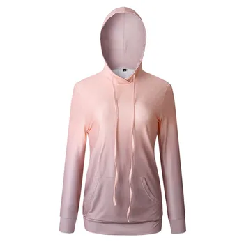 

2020 New Gradient Hoodies Women Simple Warm Long Sleeve Cute Print Hooded Outwear Casual Loose Hooded Sweatshirt