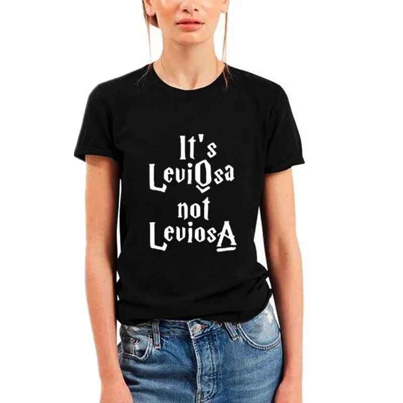 Модная забавная футболка для женщин Harajuku панк топы Футболка Femme It's Leviosa Not Leviosa Magic Tumblr