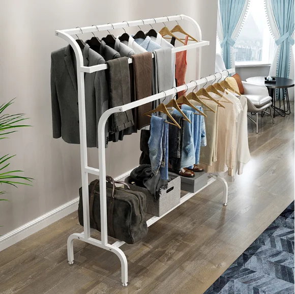 Iron coat rack floor-standing hanger simple display rack clothing store display Nakajima barber shop towel
