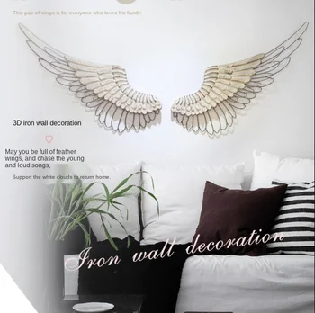 

Retro nostalgic 3D iron wing wall decoration creative luxury style restaurant bar metal pendant Iron wood splicing handmade