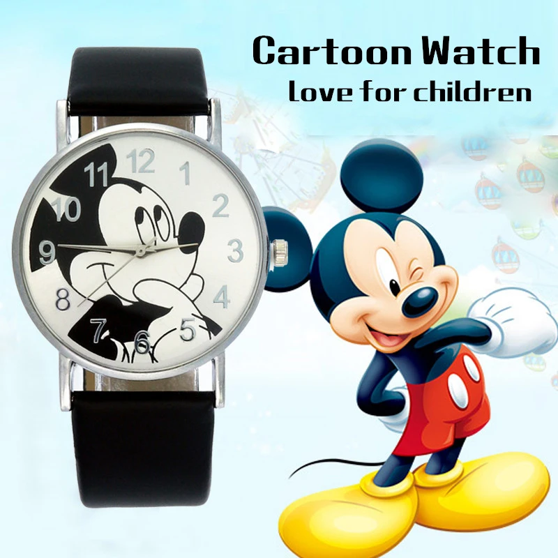 Лидер продаж симпатичная мышь из мультфильма детские часы обувь для девочек мальчиков Мода Кристалл платье Дети кварцевые наручные часы
