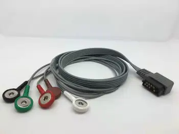 

For HP M4725A Digitrak XT Holter ECG Cable With Leadwires M4325A 989803157491 Recorder Patient 5 lead holter ecg cable Snap IEC