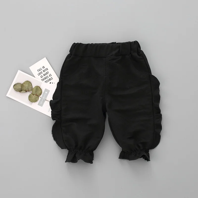 Childrenswear Summer New Style CHILDREN'S Trousers Korean-style Fashion Child Girls Children Fashion Solid Color Lace-up Ca