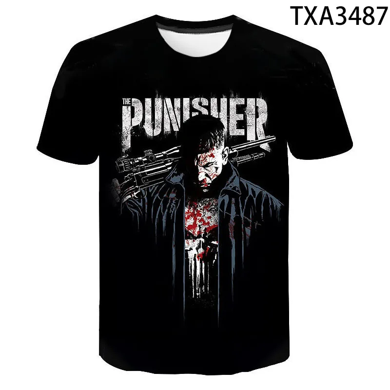 Summer Fashion Punisher Skull T-Shirt Men 3d Printed Men'S And Women'S Top Casual O-Neck Short Sleeve Cool Kids Clothing | Мужская