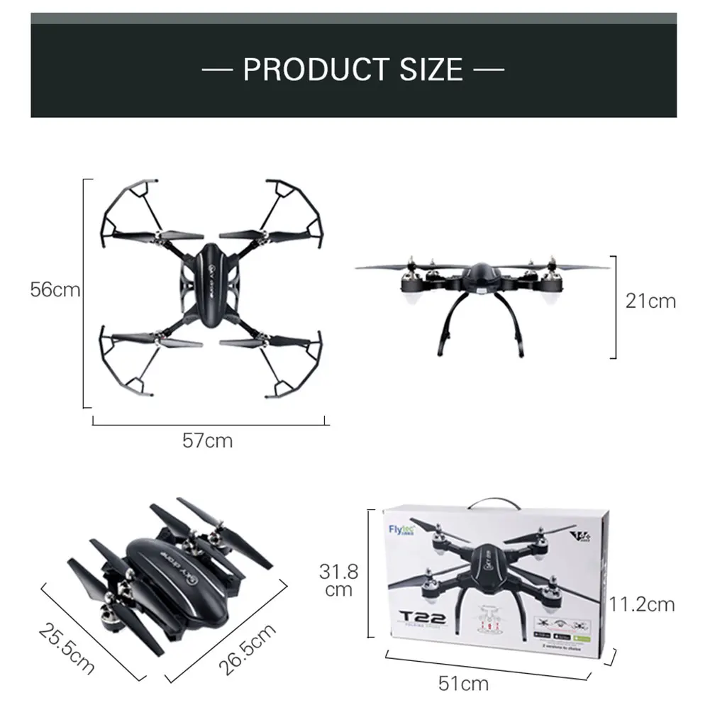 Flytec T22 2,4 г складной Дрон Квадрокоптер с дистанционным управлением с Hover высота держать Функция 4CH 6-осевой гироскоп для дистанционно управляемого летательного аппарата