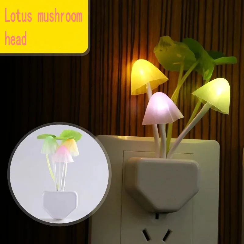 Novelty Night Light EU & US Plug Induction Dream Mushroom Fungus Luminaria Lamp 220V 3 LED Mushroom Lamp led night lights 7 colo holiday nights of lights