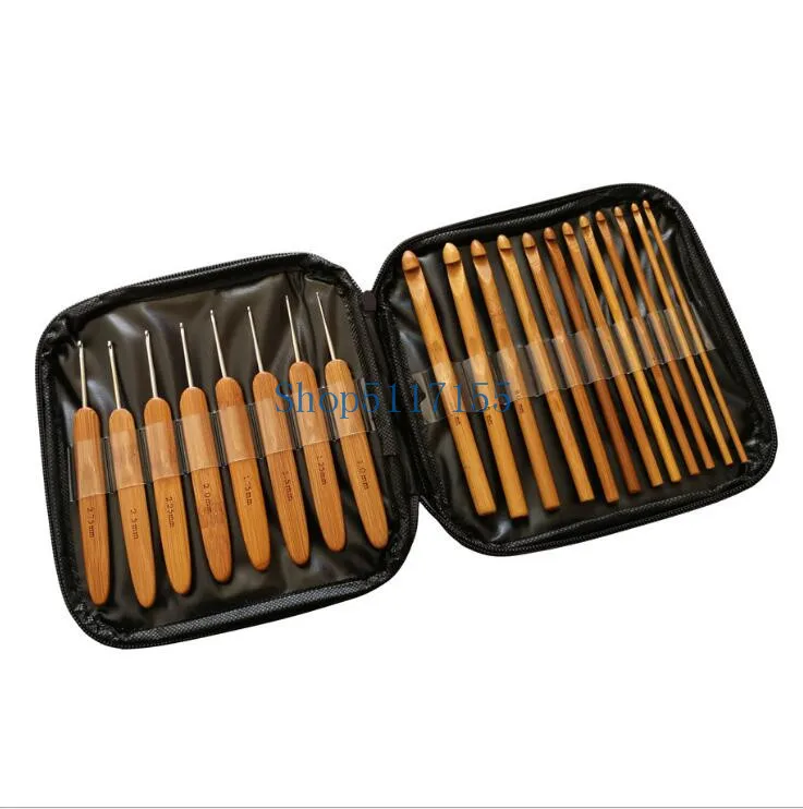 

by dhl 100set 20pcs in 1 set Bamboo Crochet Hooks Knitting Weave Needles Set with Case Free Shipping