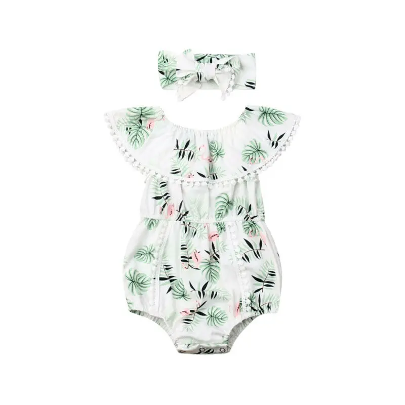 

New Lovely 2Pcs Hawaii Baby Girl Flamingo Clothes Ruffle Bodysuits Jumpsuit Summer Outfits
