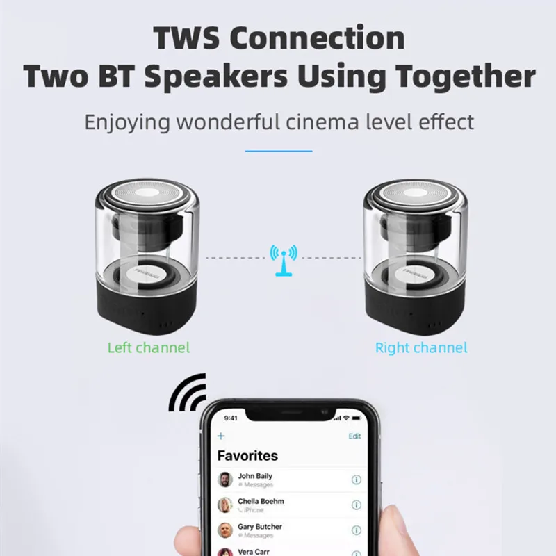 Мини TWS Bluetooth динамик 6D звук бас светодиодный сабвуфер Hifi Handfree вызов портативный динамик s