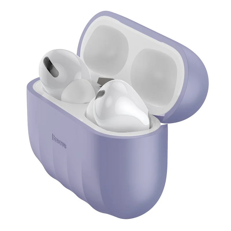 Baseus силиконовый чехол для apple AirPods Pro чехол Роскошный беспроводной Bluetooth наушники все включено защитный чехол - Цвет: Фиолетовый
