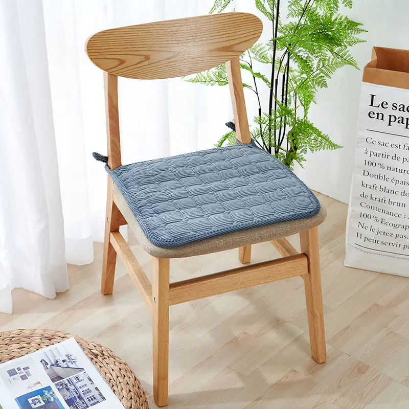 Modern Velvet Quilted Seat Cushion Office Chair Car Cushion Solid Color Short Plush Comfortable Thicken Anti-slip Seat Cushion