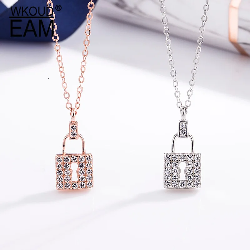 

WKOUD EAM Women Charm Jewelry 2019 New Pendant Necklace Female Fashion Accessories Party Gift Pure Silver Lock Head Choker ZJ005