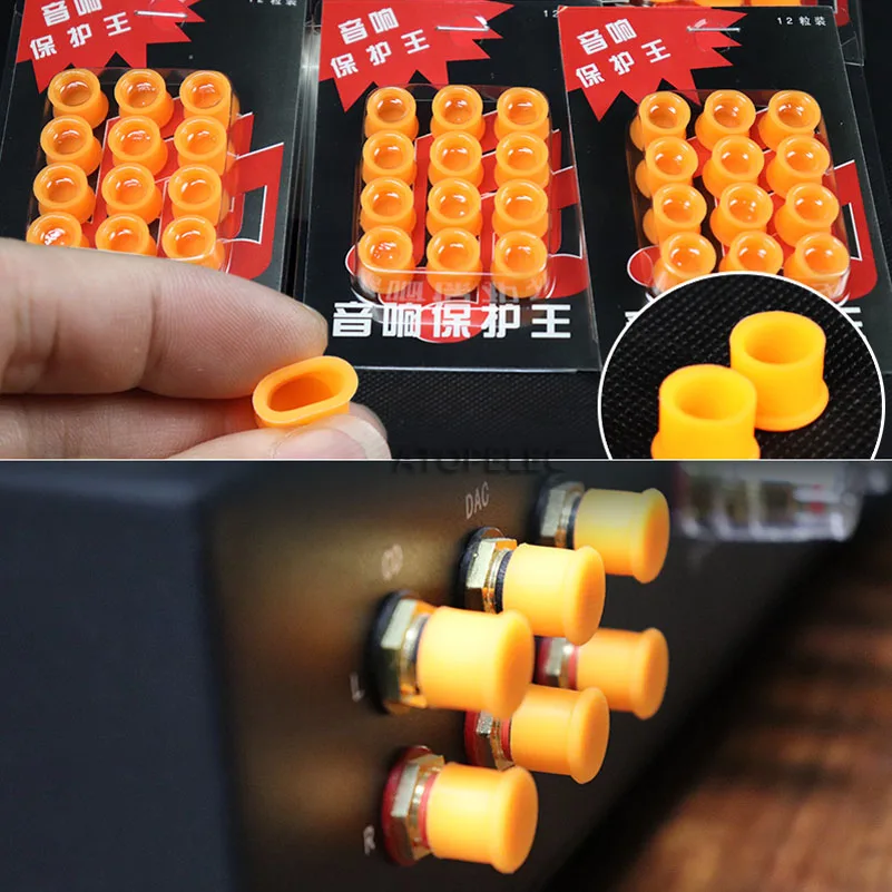 12pcs Pack RCA Socket Protector Dust Cover Cap for HiFi Audio CD DVD