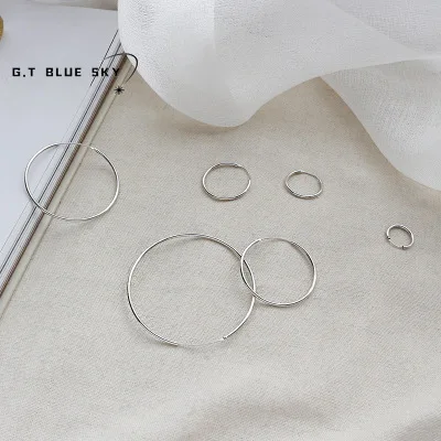 

925 Sterling Silver 1cm-5cm Big Silver Hoop Exaggeration Earrings Elegant Temperament Fashion Design Hoop Earrings for Women