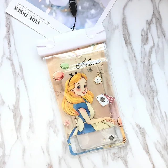 Mermaid Mickey Minnie SUP Waterproof Mobile Bags with Strap Dry Pouch Cases Cover for iPhone X 7 8P Samsung S9 S8 Snowproof Case 3