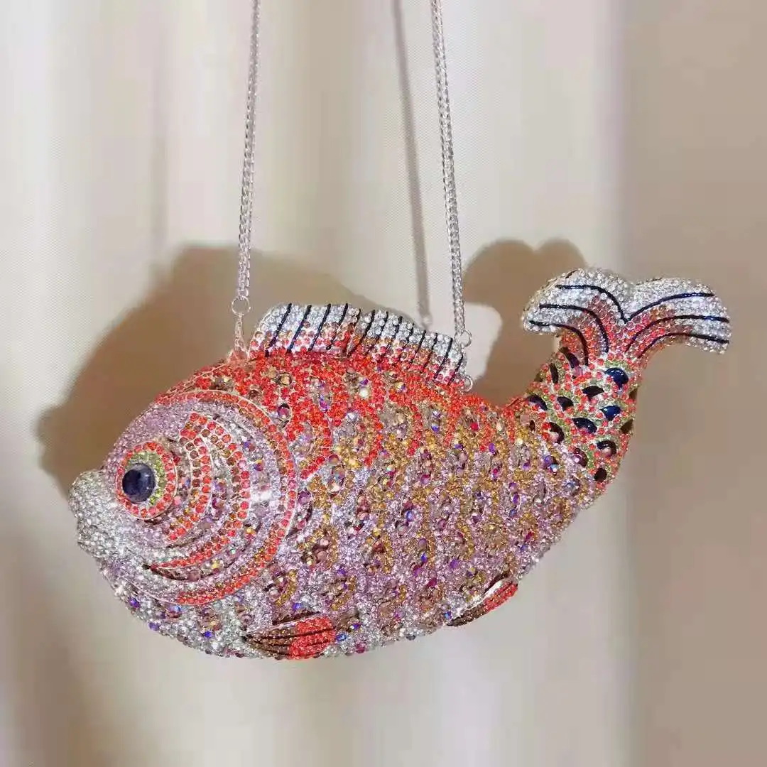 XIYUAN Fish Shape Women rhinestones Purse Evening Bags Diamond